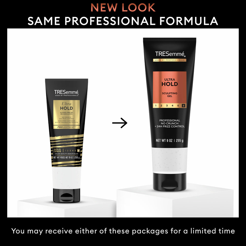 TRESemmé Gel Ultra Hold on damp hair ready for shaping with grip