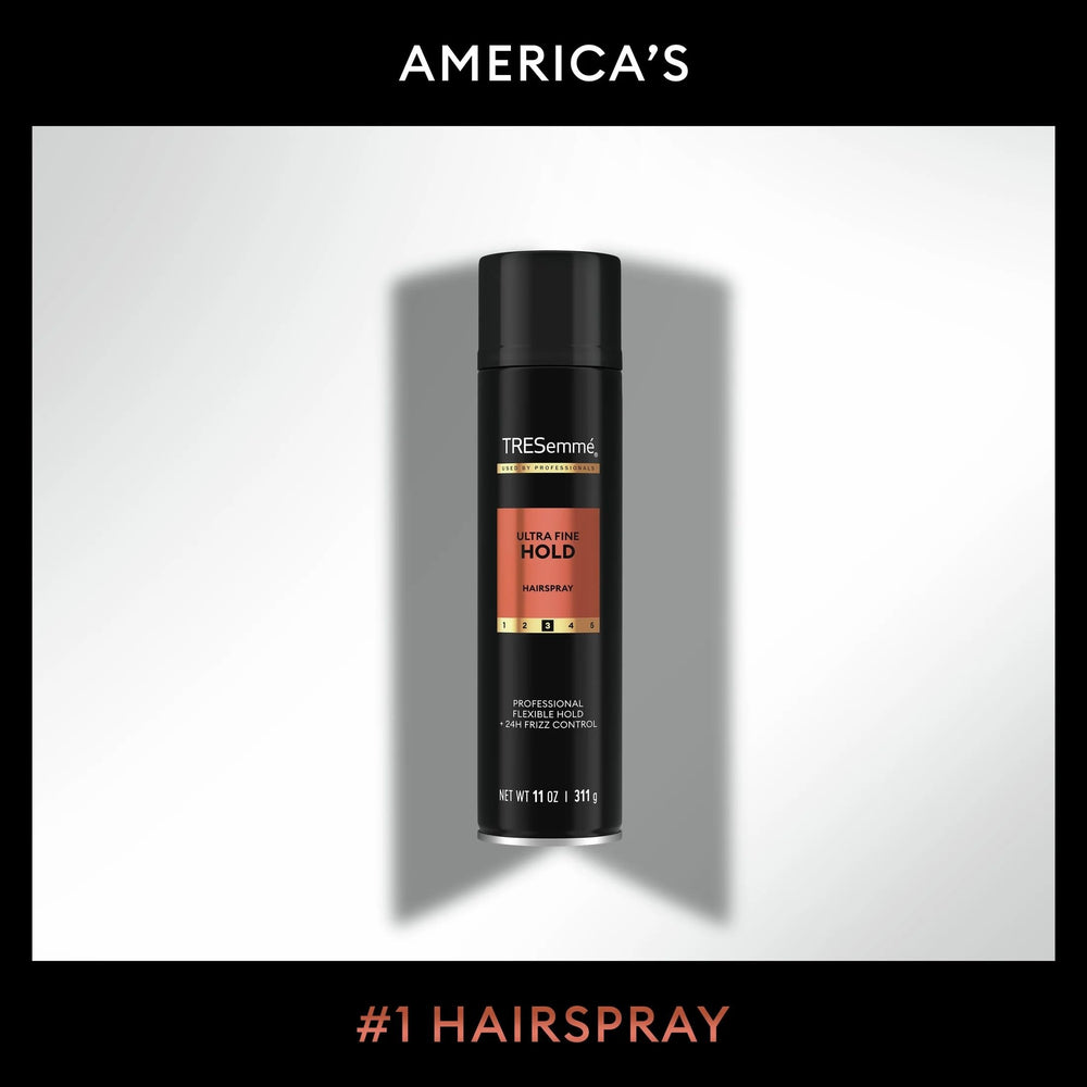 TRESemmé hairspray being applied for a smooth, touchable finish.