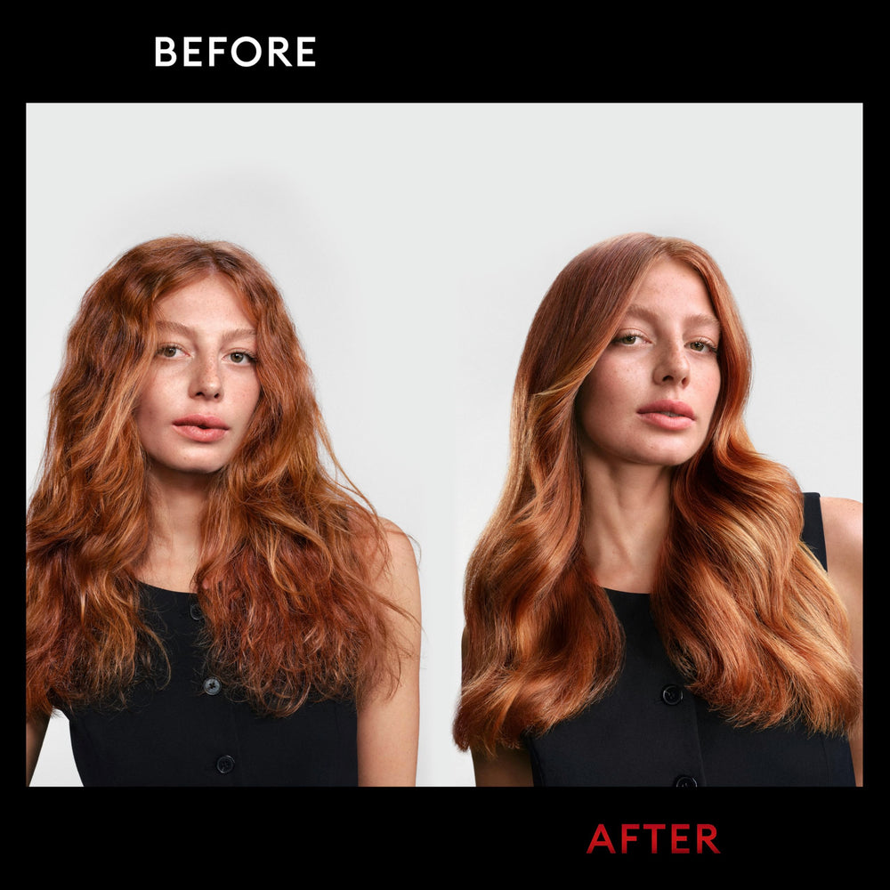 Keratin Smooth Conditioner bottle with silk serum beside it for shine