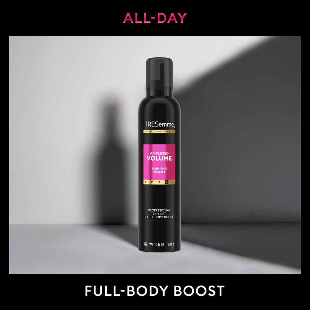 Packaging highlight showing the 24H lift claim on TRESemmé mousse