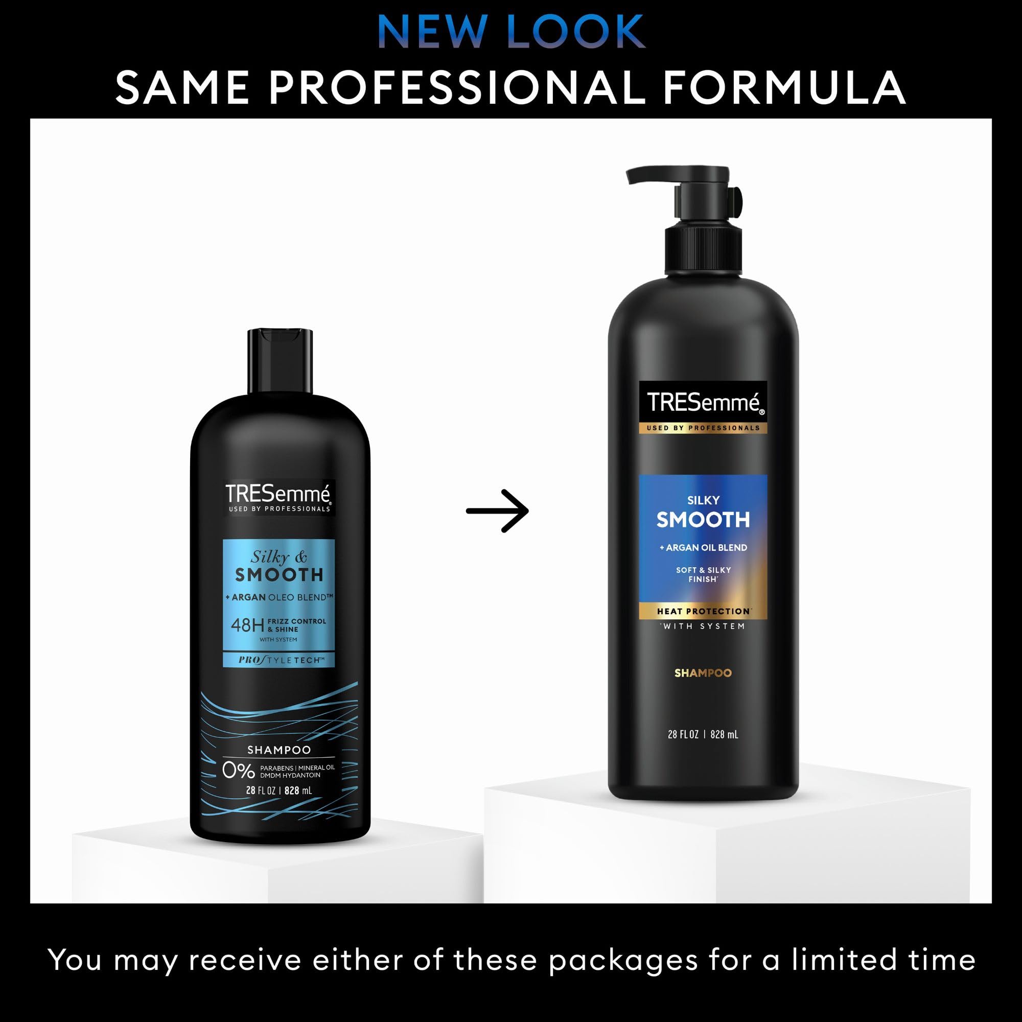 TRESemmé Pro Style Technology packaging suggesting salon-grade performance in the shower.