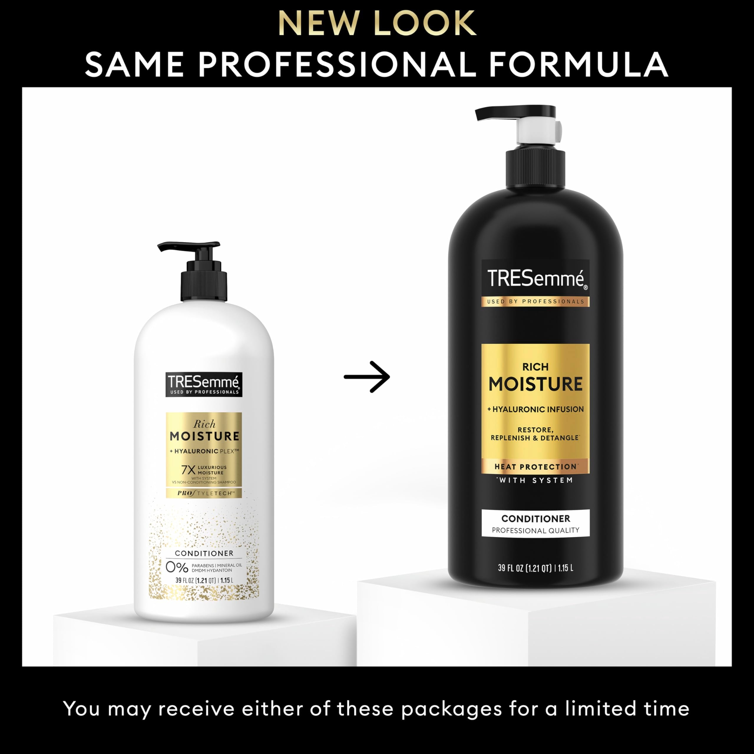 Creamy Tresemme Rich Moisture Conditioner texture on hair for hydration.