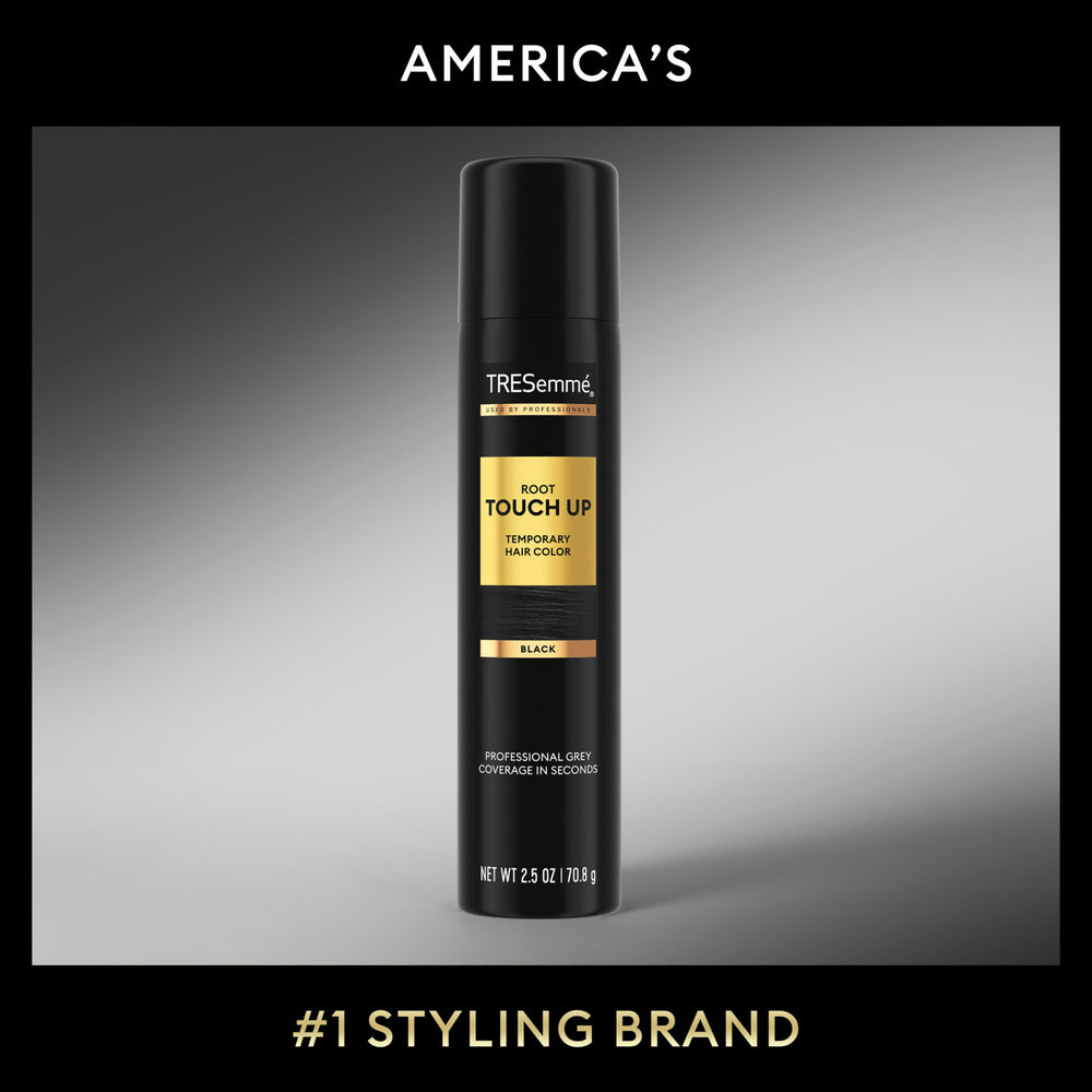 Concealed gray roots on dark hair with quick, temporary coverage from TRESemmé.