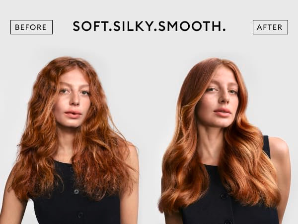TRESemmé Smooth and Silky hair finish closeup suggests sleek, manageable strands