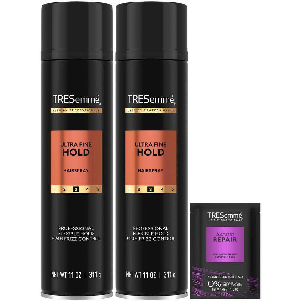 TRESemmé Ultra Fine Hold hairspray bottle for precise styling and long-lasting confidence.