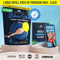 Two 1.2lb bags of Tress Wellness for convenient at-home waxing sessions.