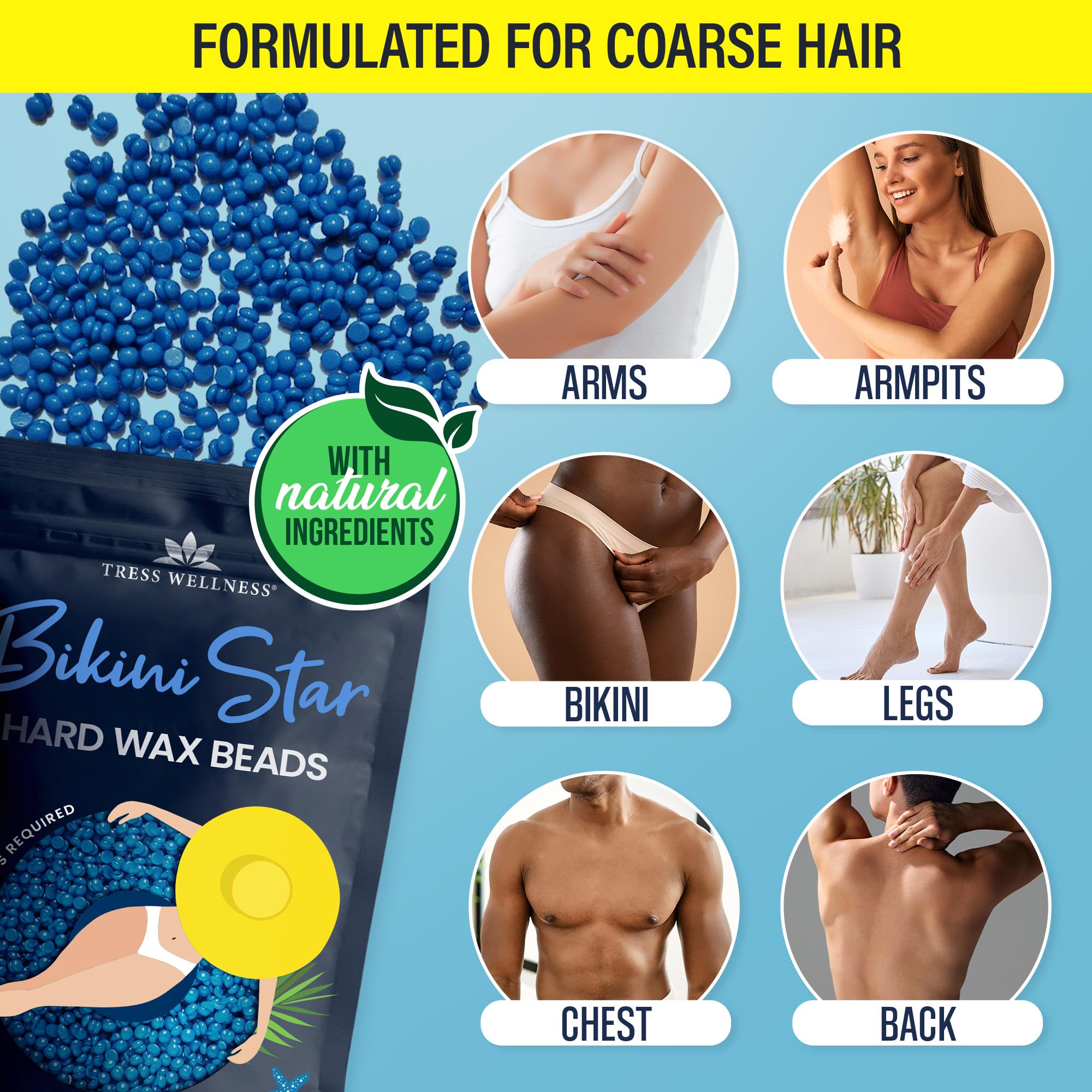 Tress Wellness dermatologically tested badge indicating skin-safe waxing.