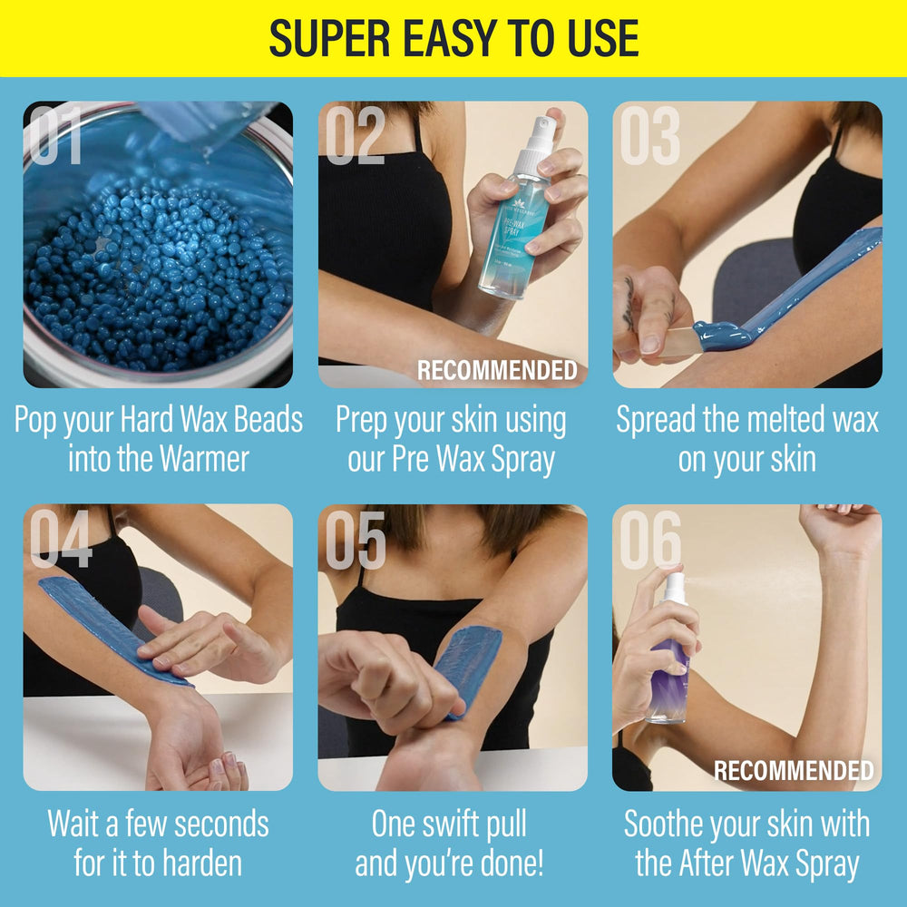 Strip-free wax application for smooth at-home waxing with Tress Wellness.
