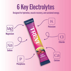 TREVI Berry Lemonade powder dissolving in water delivers vibrant, refreshing hydration.