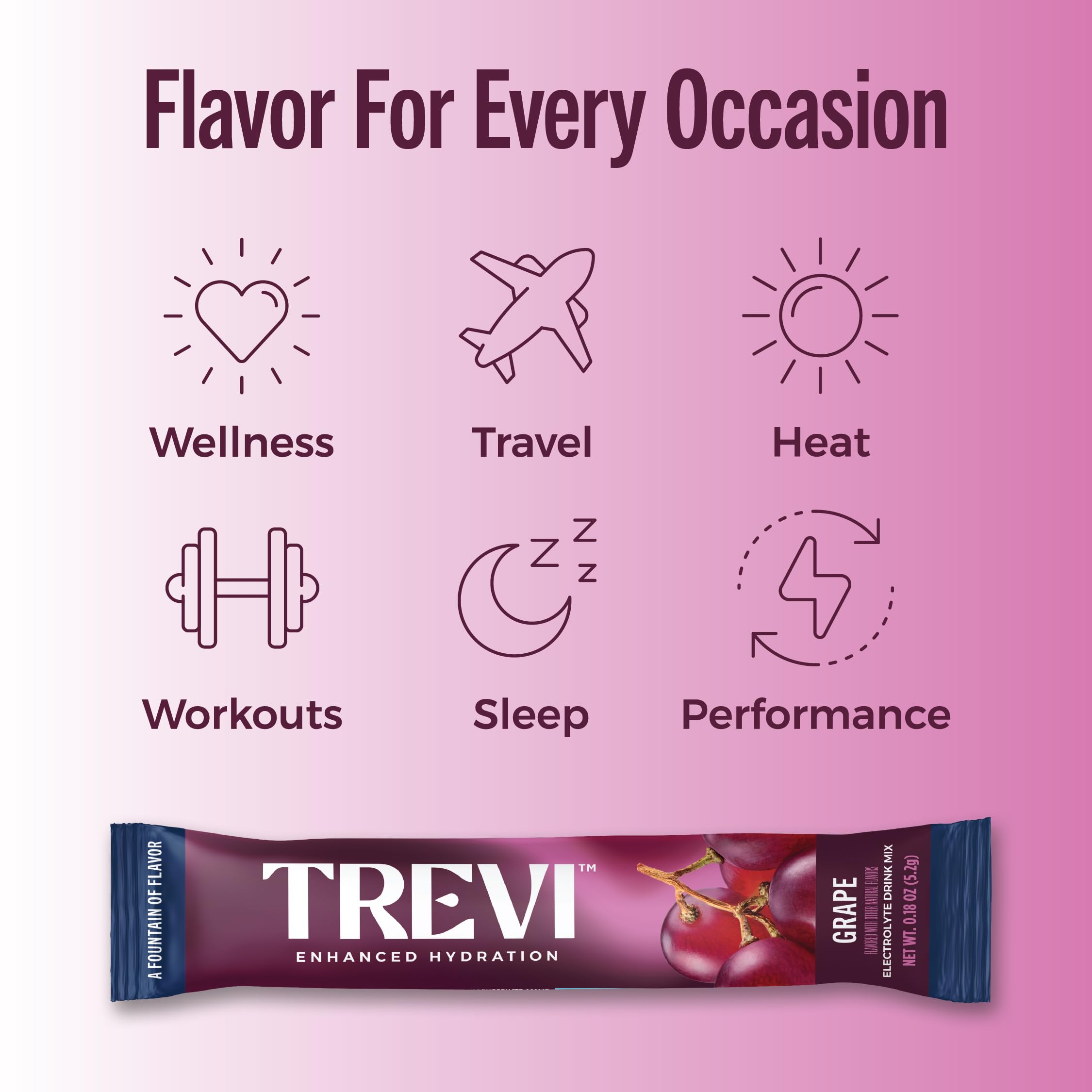TREVI travel-friendly packets in gym bag for quick flavor and hydration