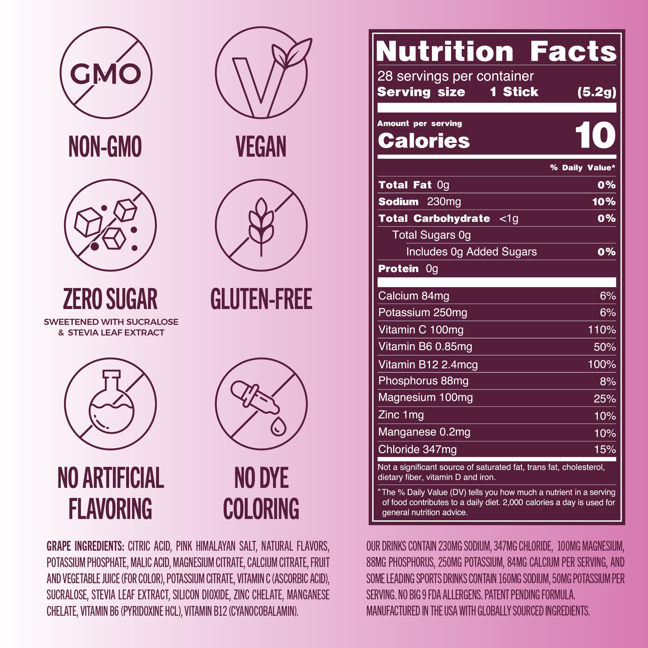 TREVI grape electrolyte powder in 32oz drink offers a subtle, refreshing sip