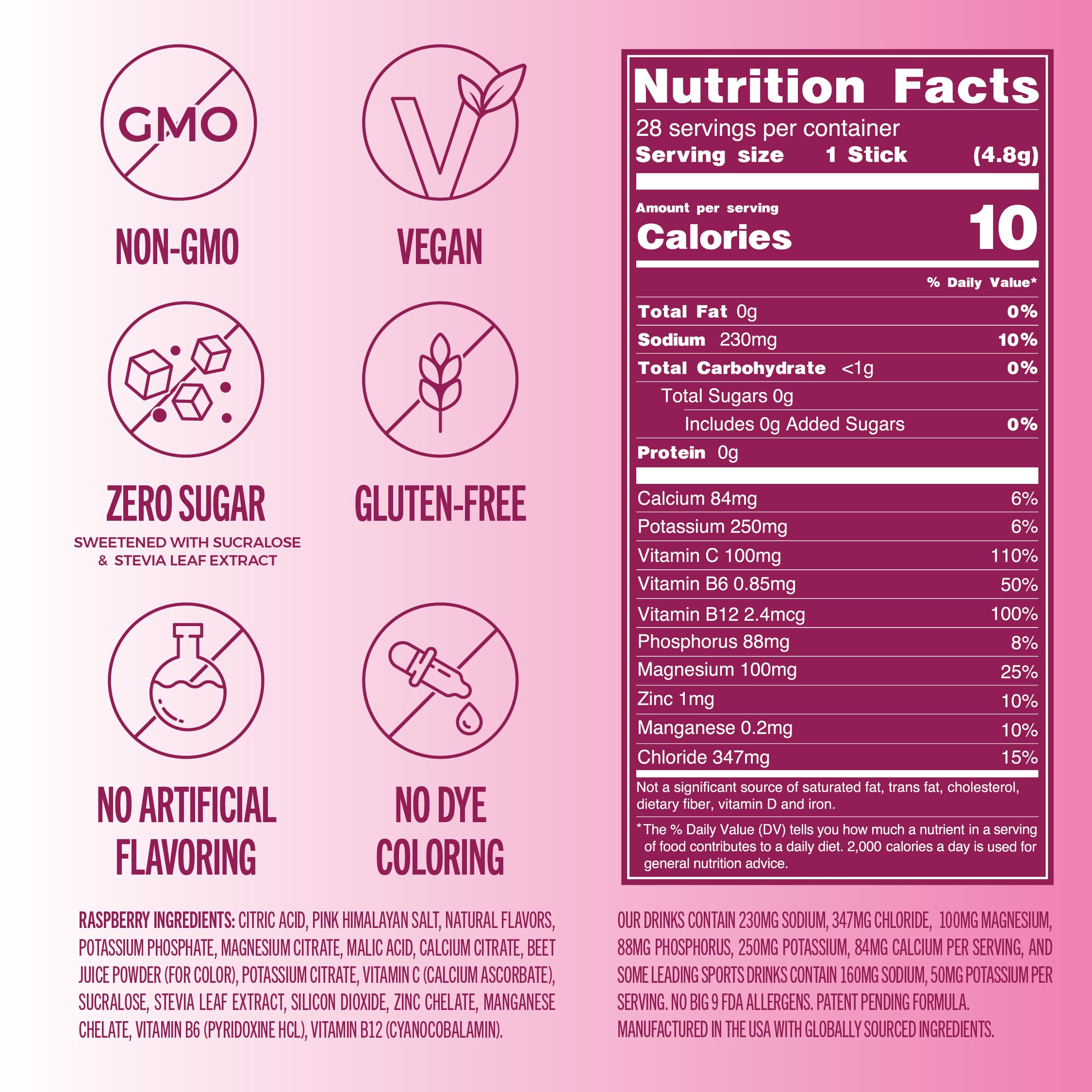 TREVI Electrolytes label closeup highlighting clean ingredients