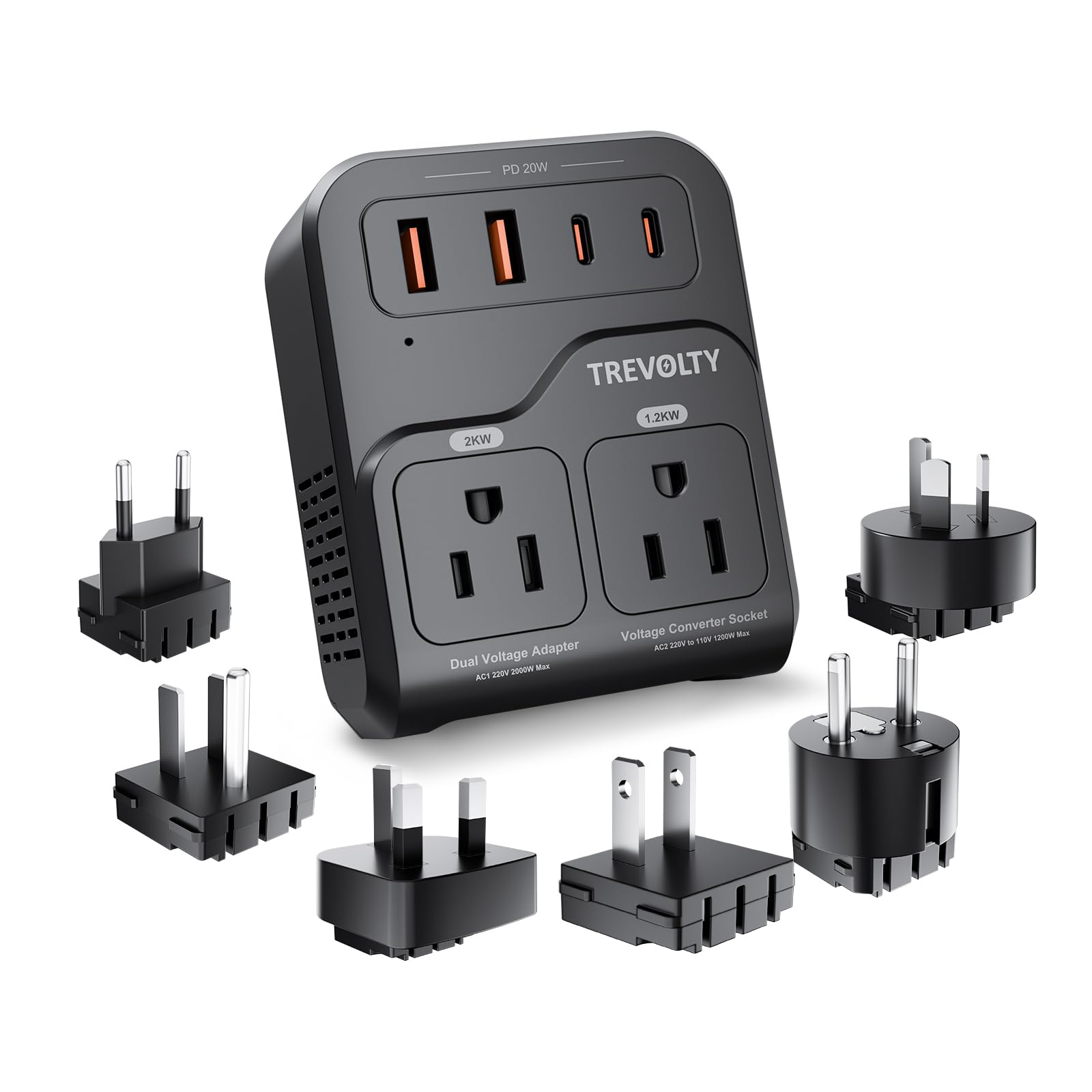 TREVOLTY 2000W converter in compact travel form ideal for international trips