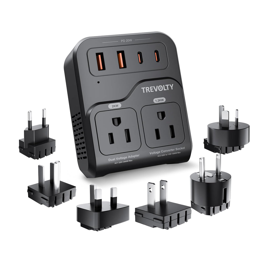TREVOLTY 2000W converter in compact travel form ideal for international trips