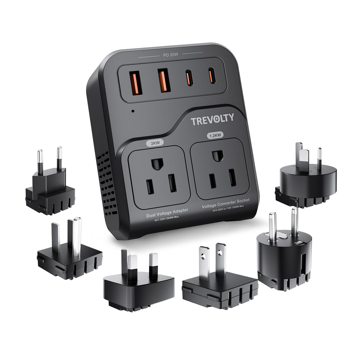 TREVOLTY 2000W converter in compact travel form ideal for international trips