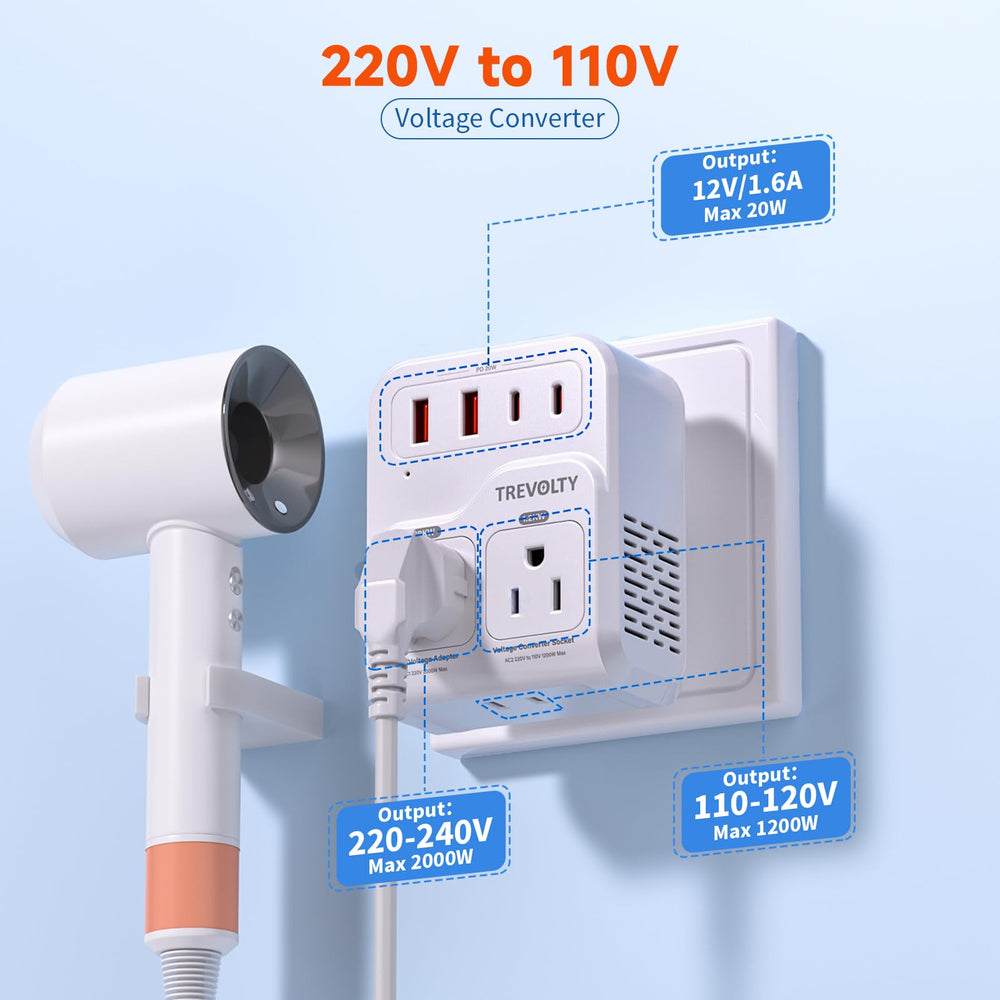 TREVOLTY ideal for hair dryers and kettles during trips