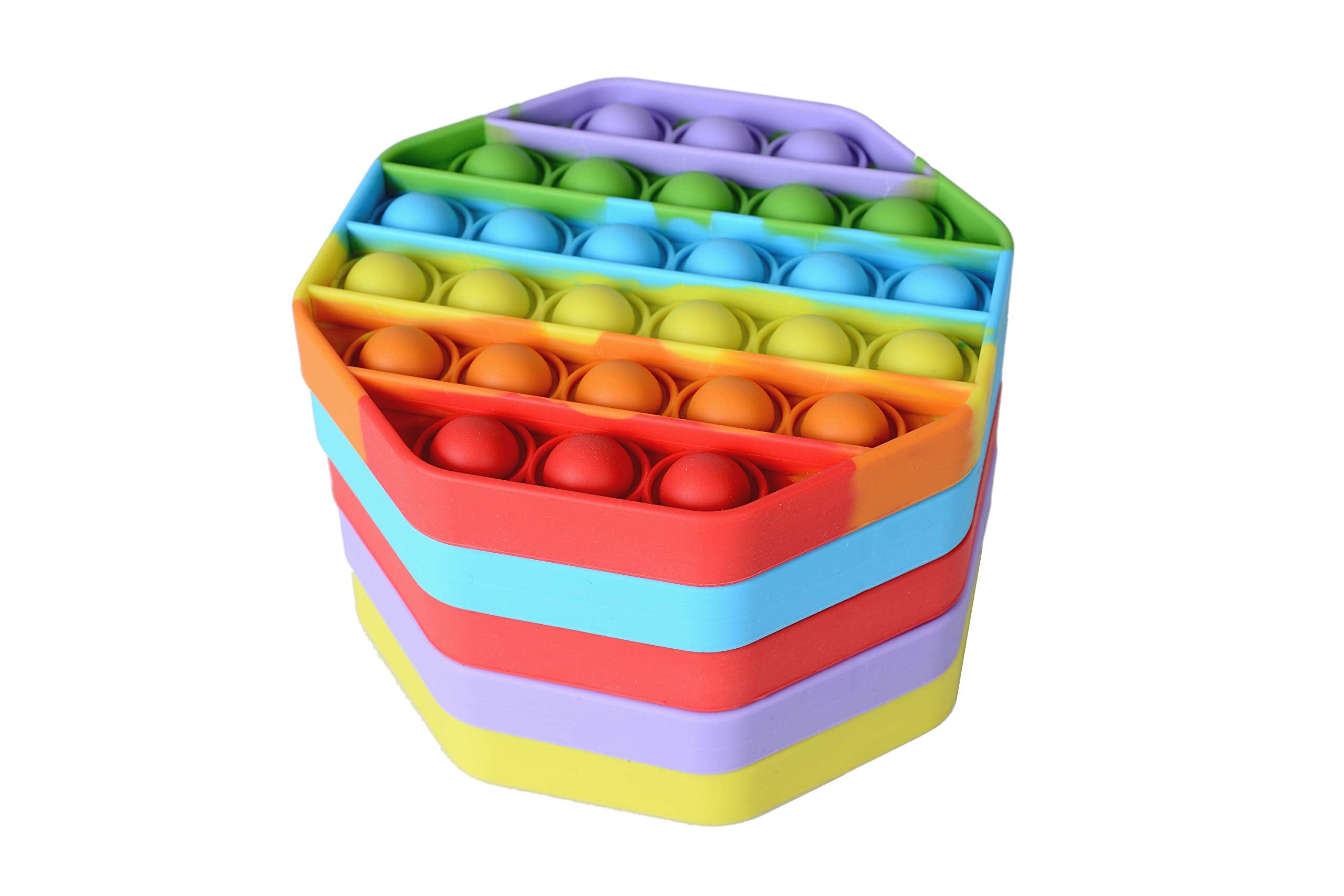 Treycer 5-pack silicone bubble pop fidget toy for stress relief and focus.