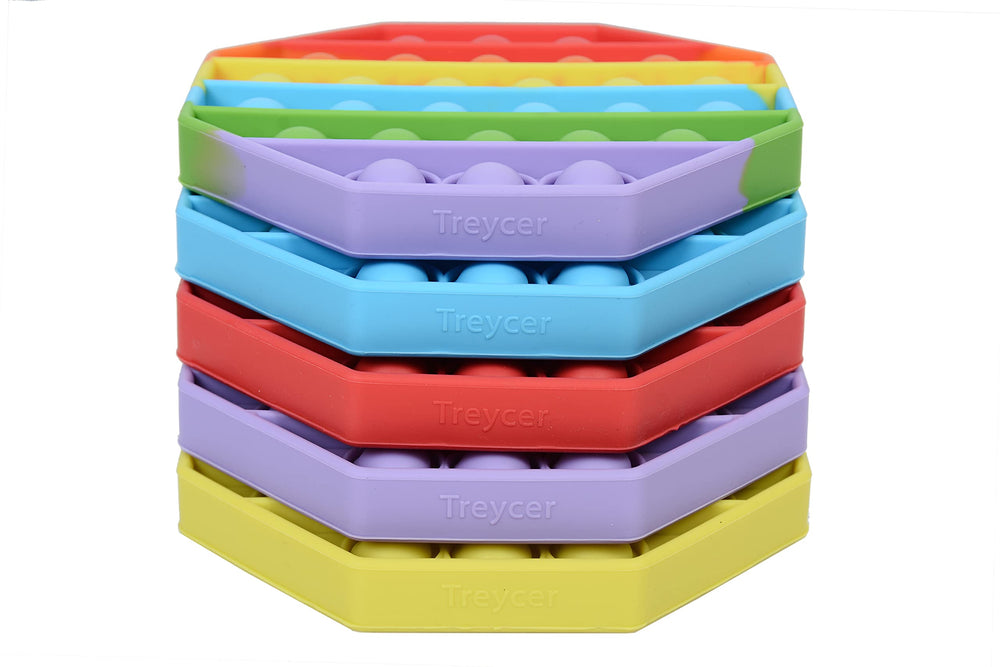Treycer rainbow color bubble pop fidget toy for colorful sensory play.