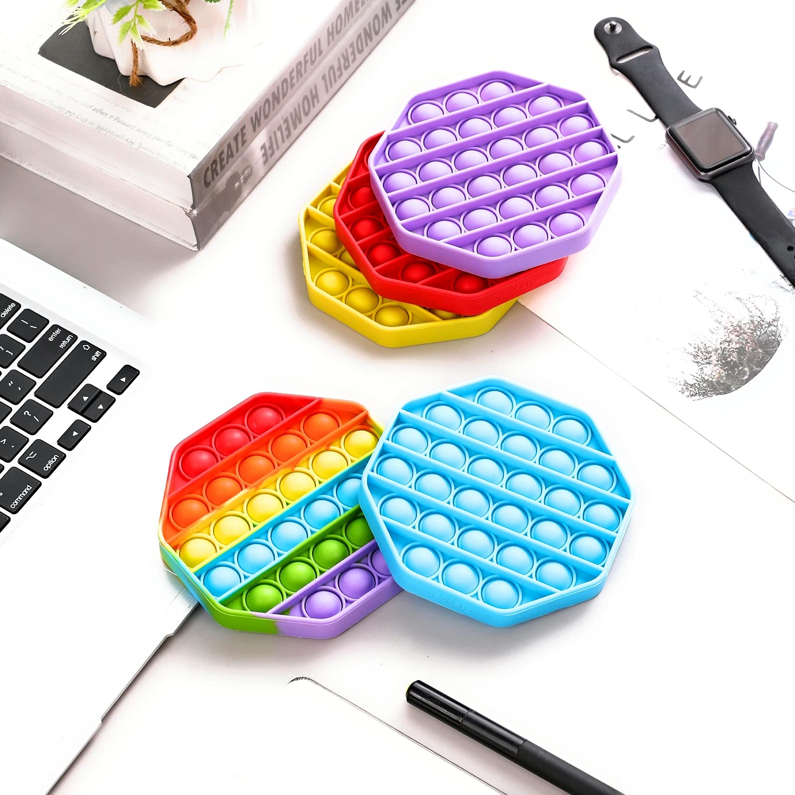 Treycer red bubble pop fidget toy portable fidget for on-the-go calm.