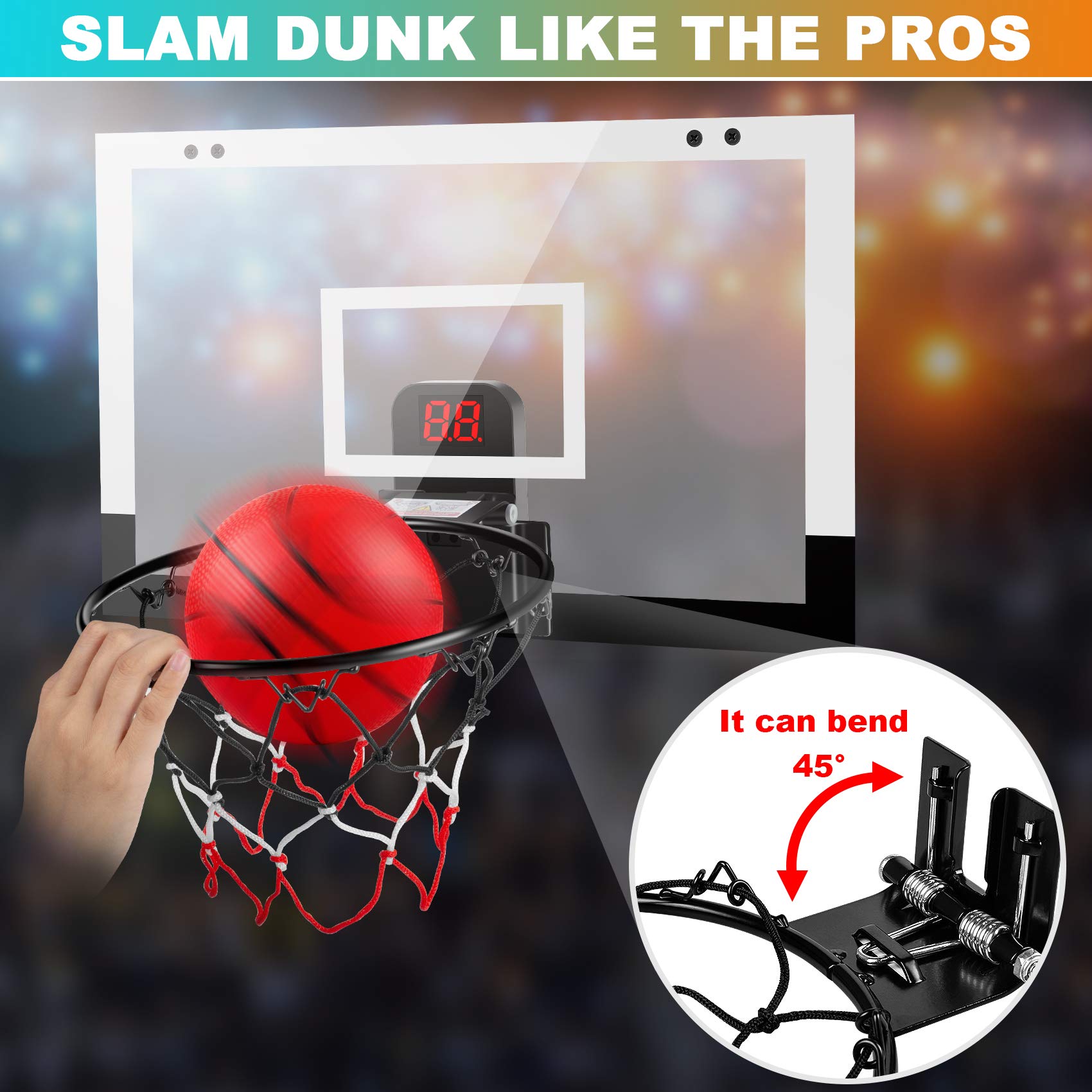 TREYWELL breakaway rim allows safe dunks and quick rebounds.