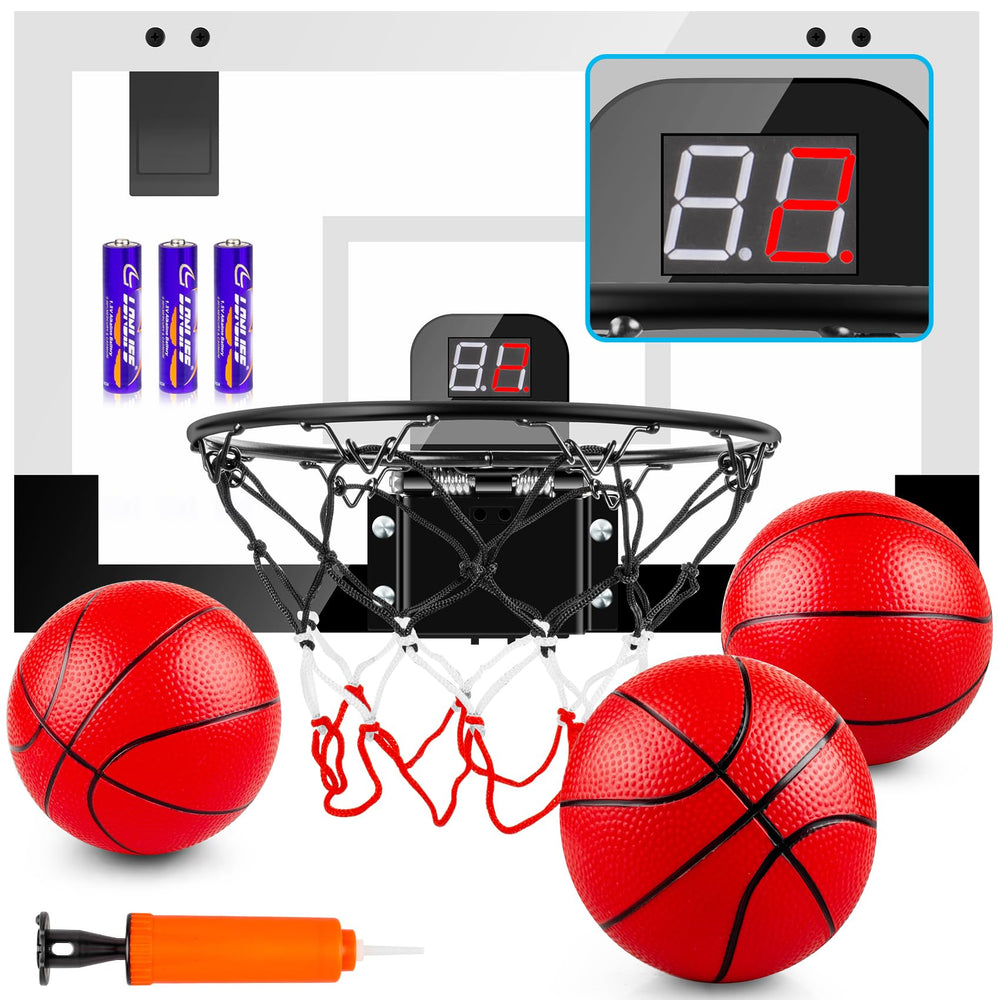 TREYWELL indoor door hoop with electronic scoreboard boosts home gym motivation.
