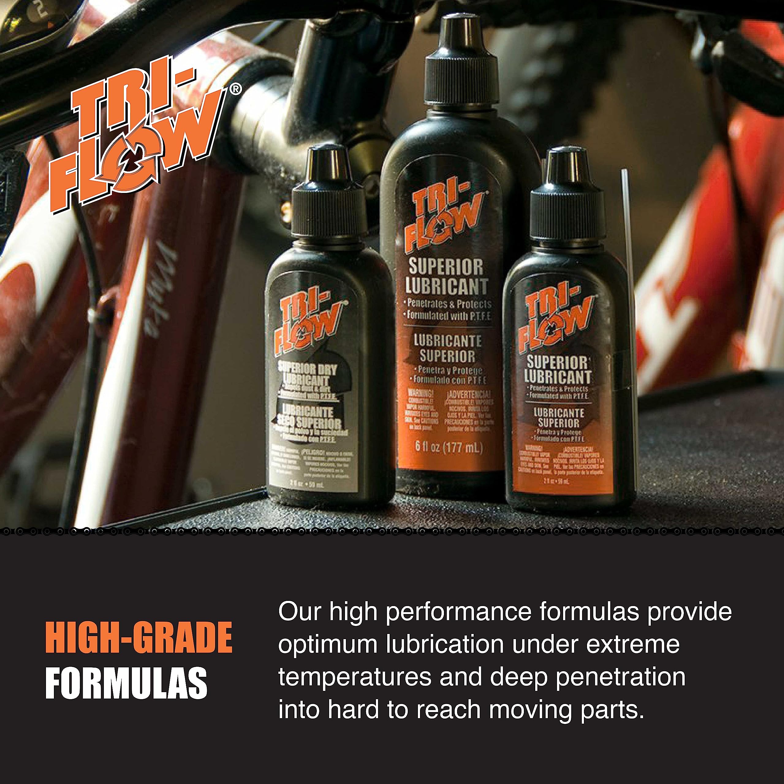 Tri-Flow leaves a thin, even coating to reduce metal-on-metal contact.