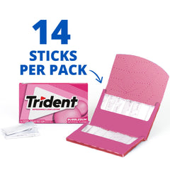 Trident Bubblegum Sugar Free Gum stick closeup demonstrates texture.