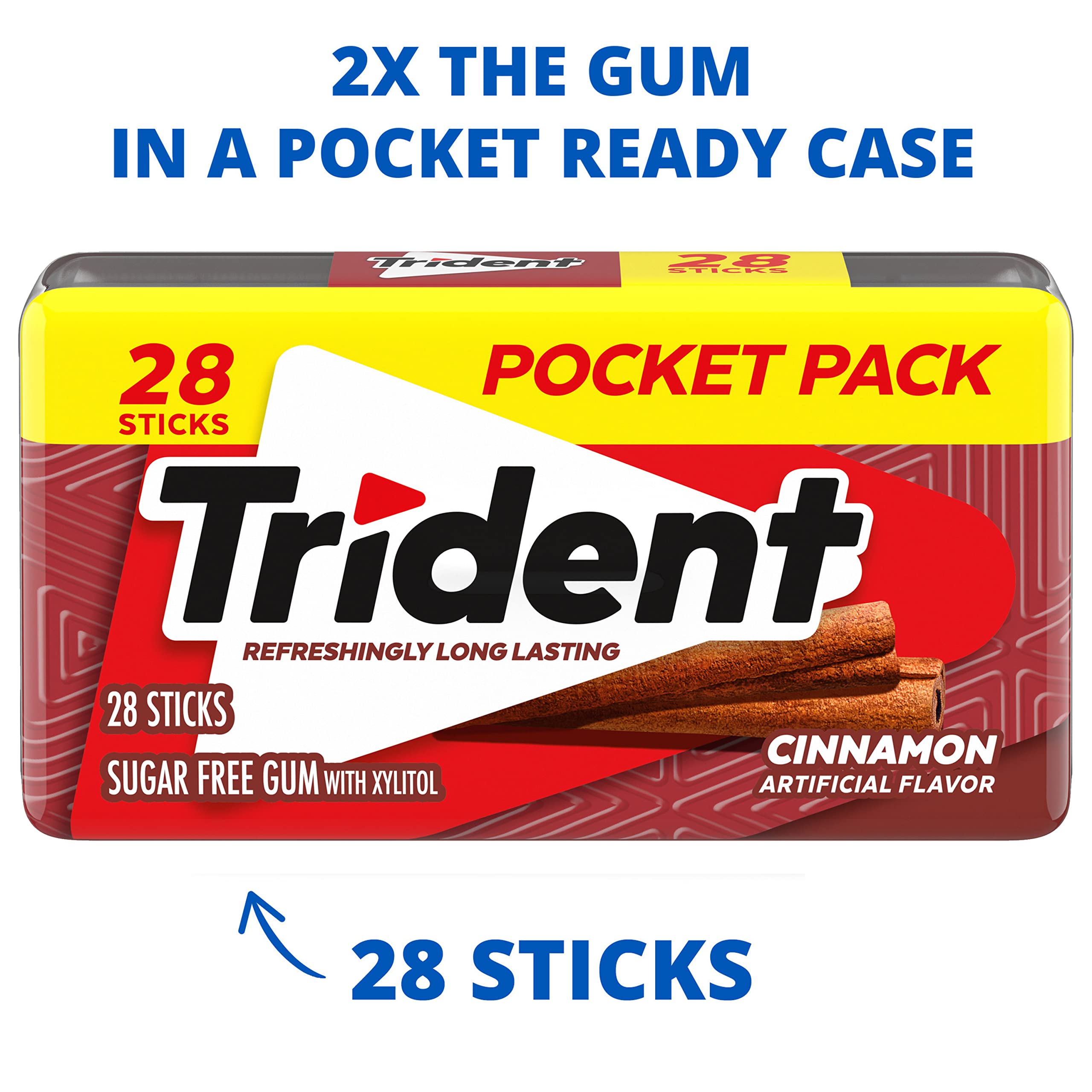 Trident Cinnamon Sugar Free Gum is individually wrapped for freshness.