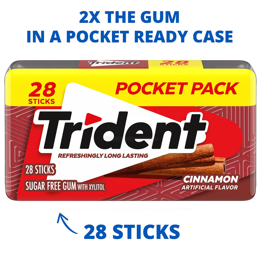 Trident Cinnamon Sugar Free Gum is individually wrapped for freshness.