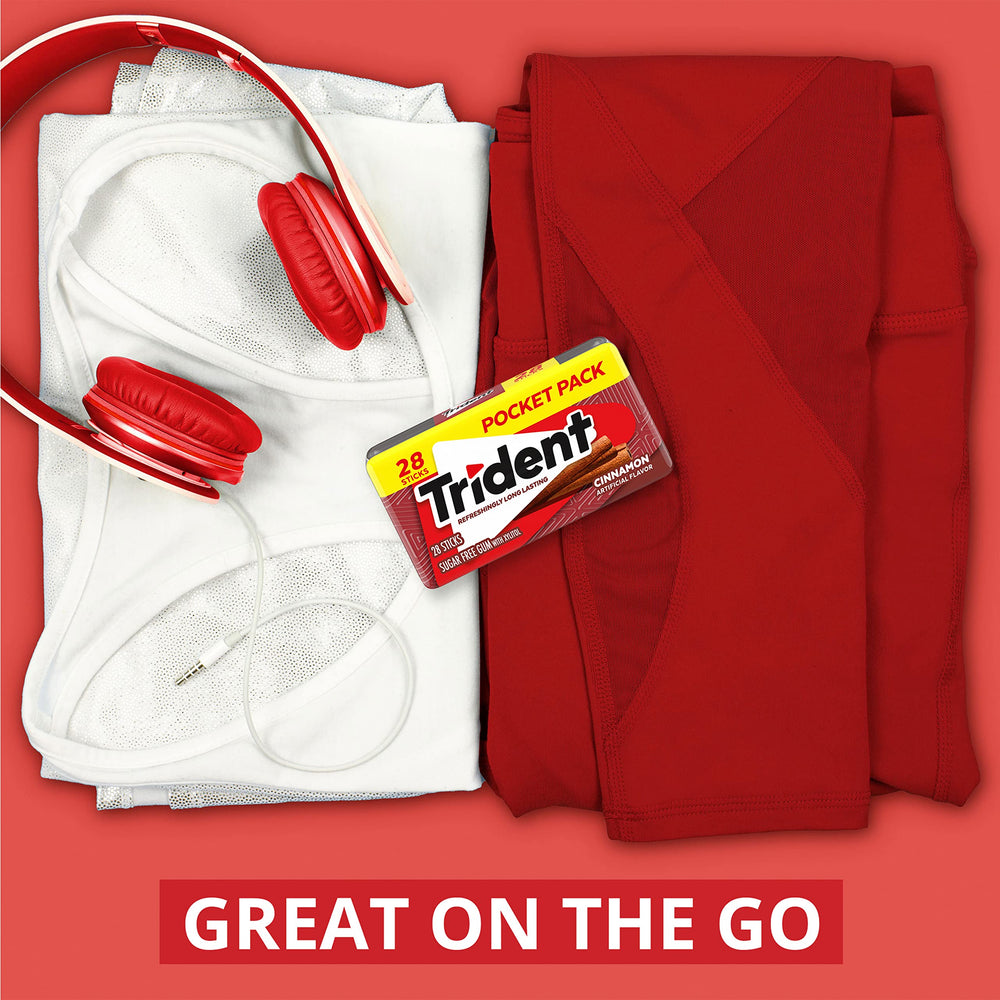 Trident cinnamon gum provides a refreshing aroma and satisfying chew.