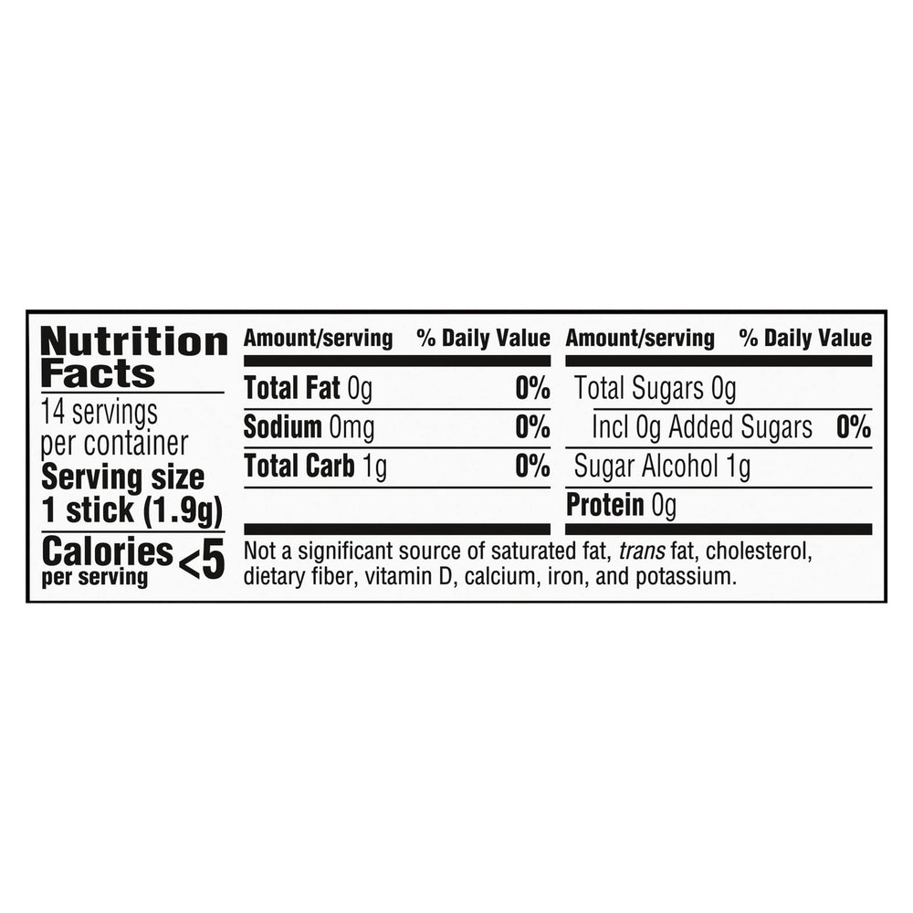 Trident Cinnamon Sugar Free Gum stick close-up reveals cinnamon flavor and smooth chew