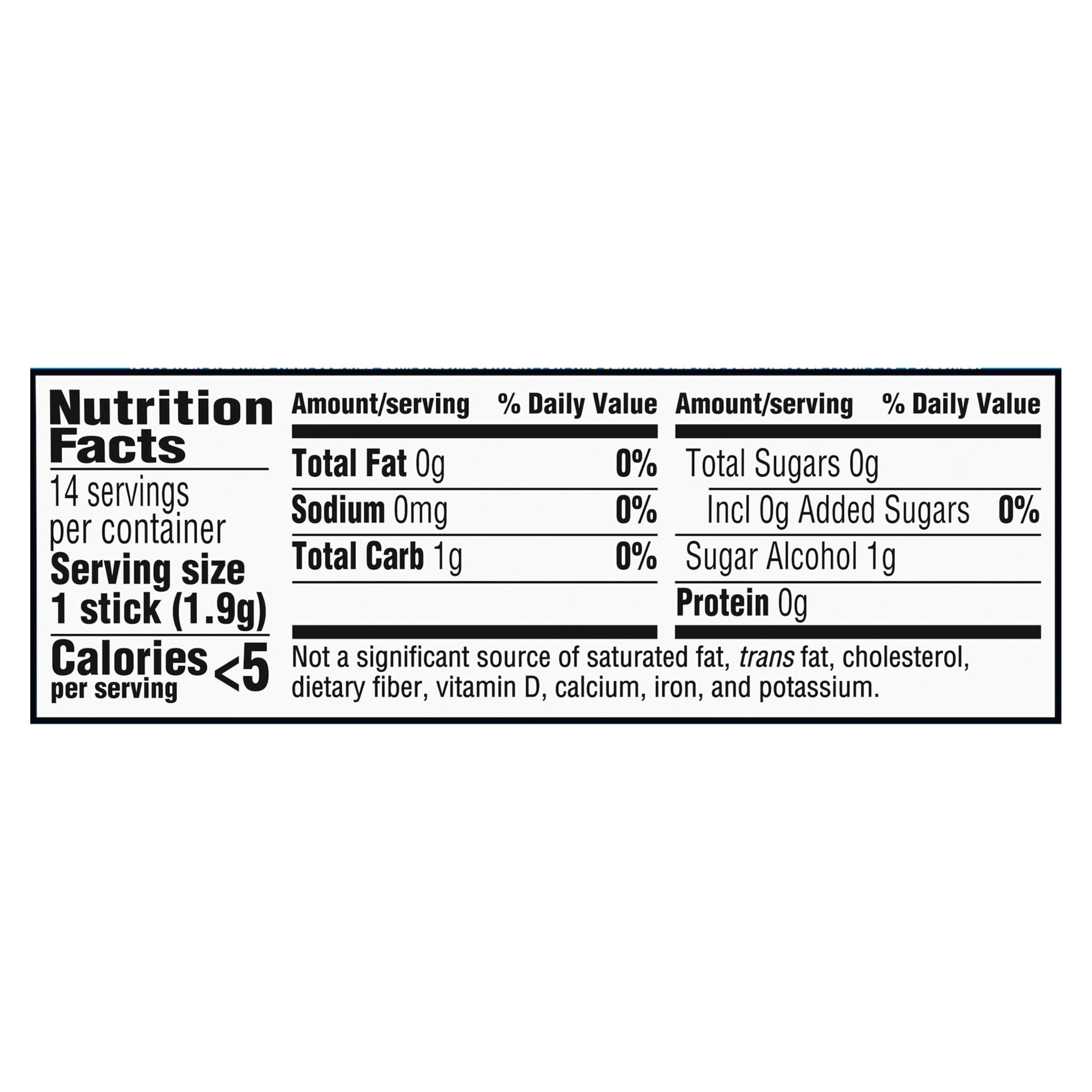 Trident Mint Bliss gum pack back lists 168 pieces and sugar-free formula for daily refresh.