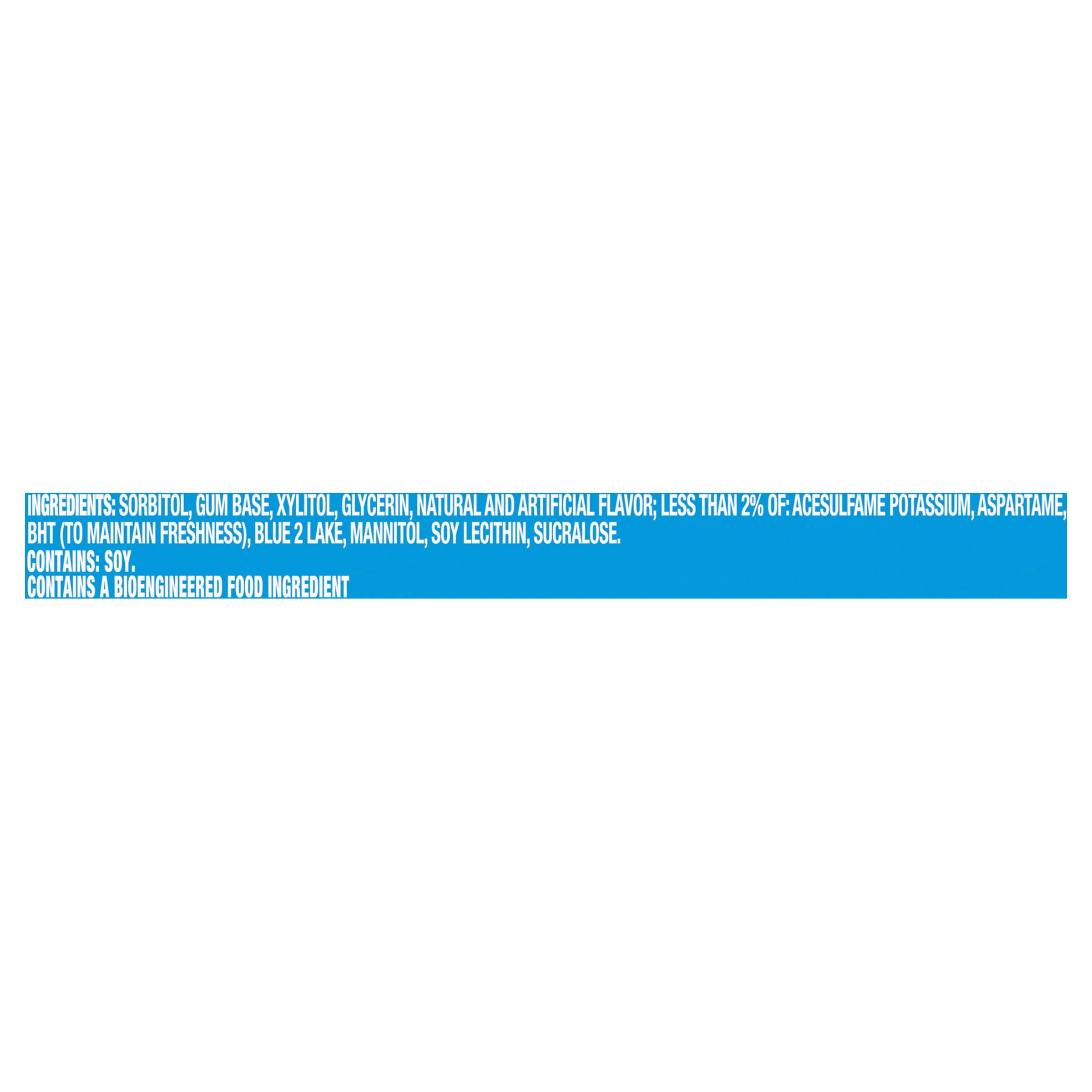 Trident Mint Bliss gum pack side highlights bulk savings and convenient packaging.