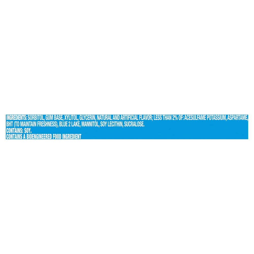 Trident Mint Bliss gum pack side highlights bulk savings and convenient packaging.