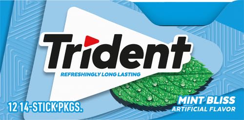 Trident Mint Bliss gum stick-out displays a single minty chew for quick refresh.