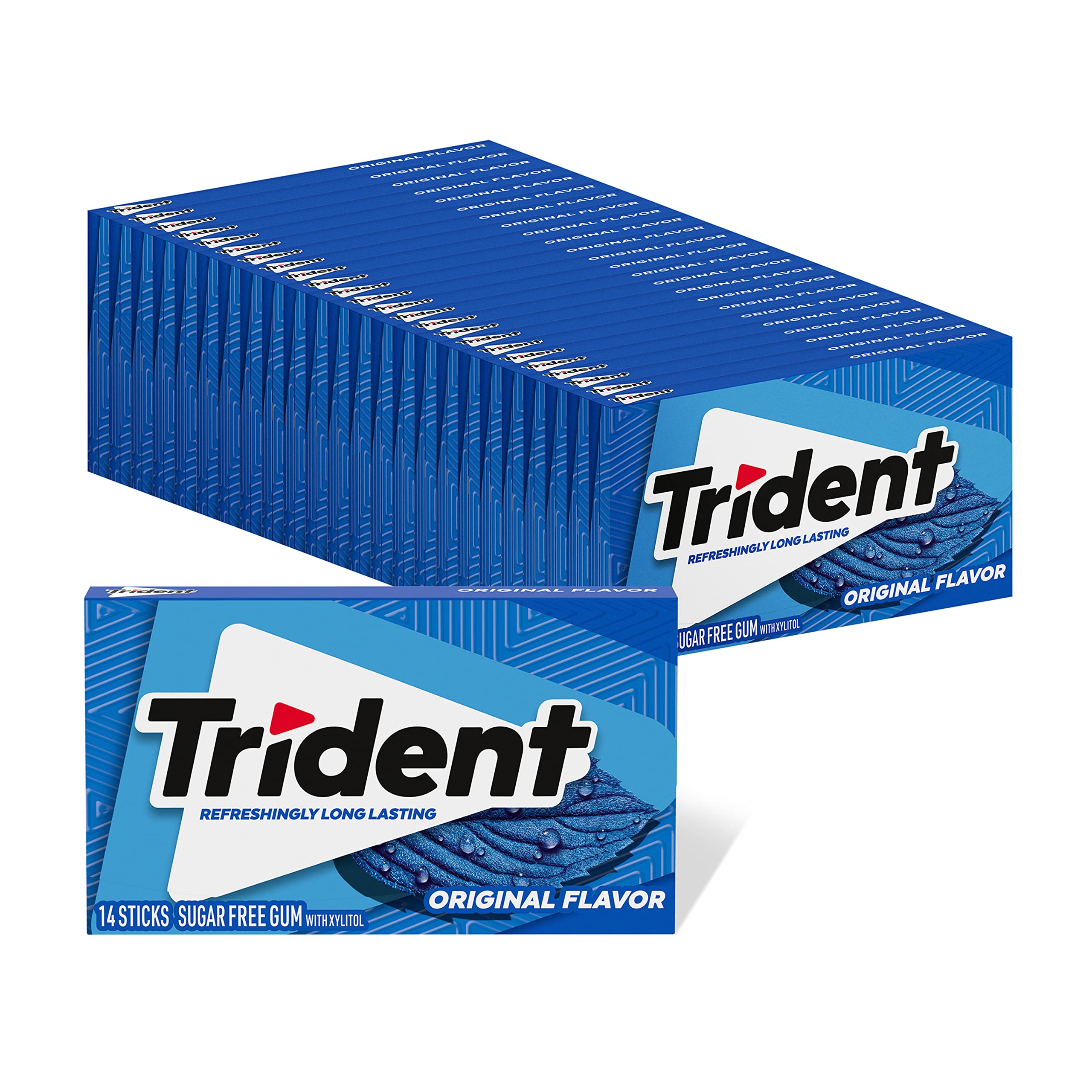 Trident Original Sugar-Free Gum pack of 14 pieces for fresh breath.