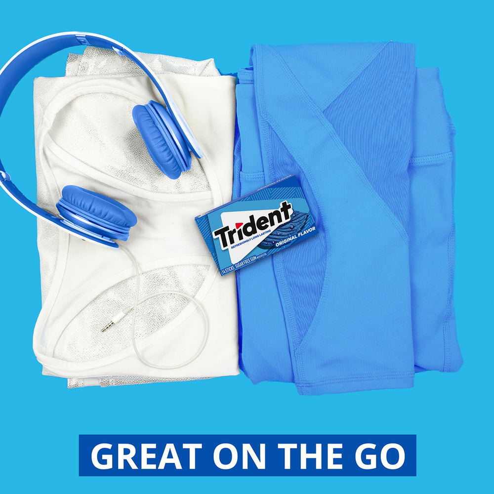 Trident Original gum promotes fresh breath after use.