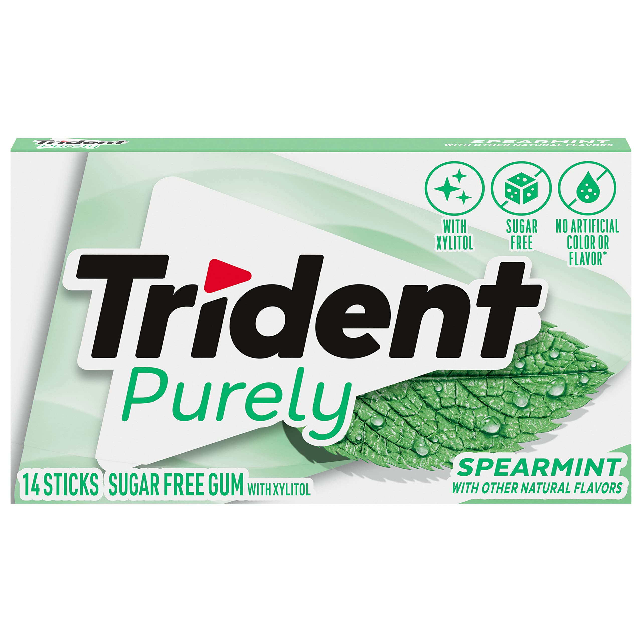Trident Purely Spearmint gum ADA Accepted badge signals trusted after meals.