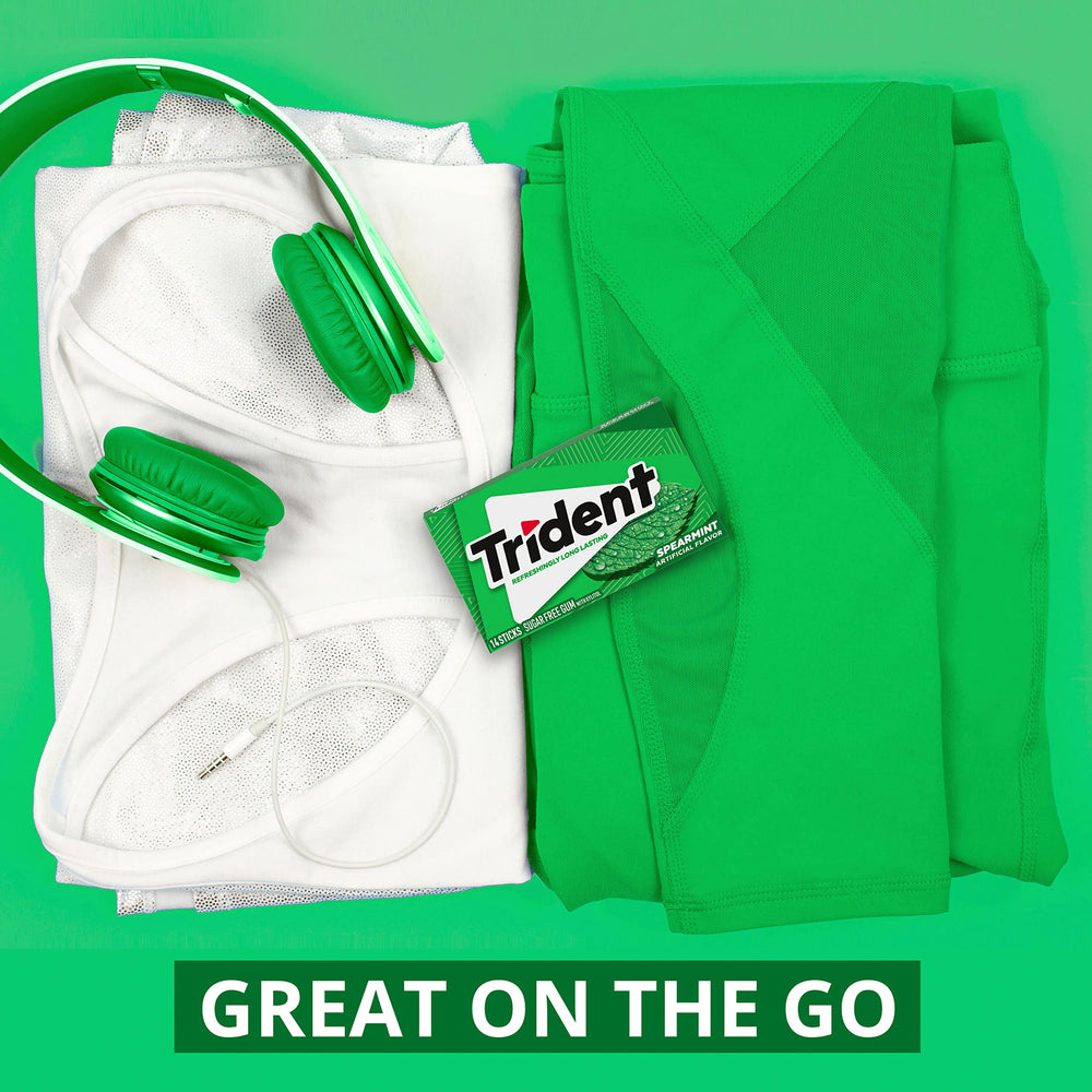 Trident Spearmint Sugar Free Gum sleek packaging with brand logo.