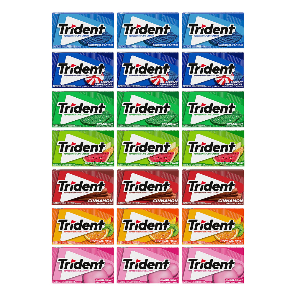 Trident sugar-free gum spearmint pack offers fresh breath after meals with long-lasting flavor.