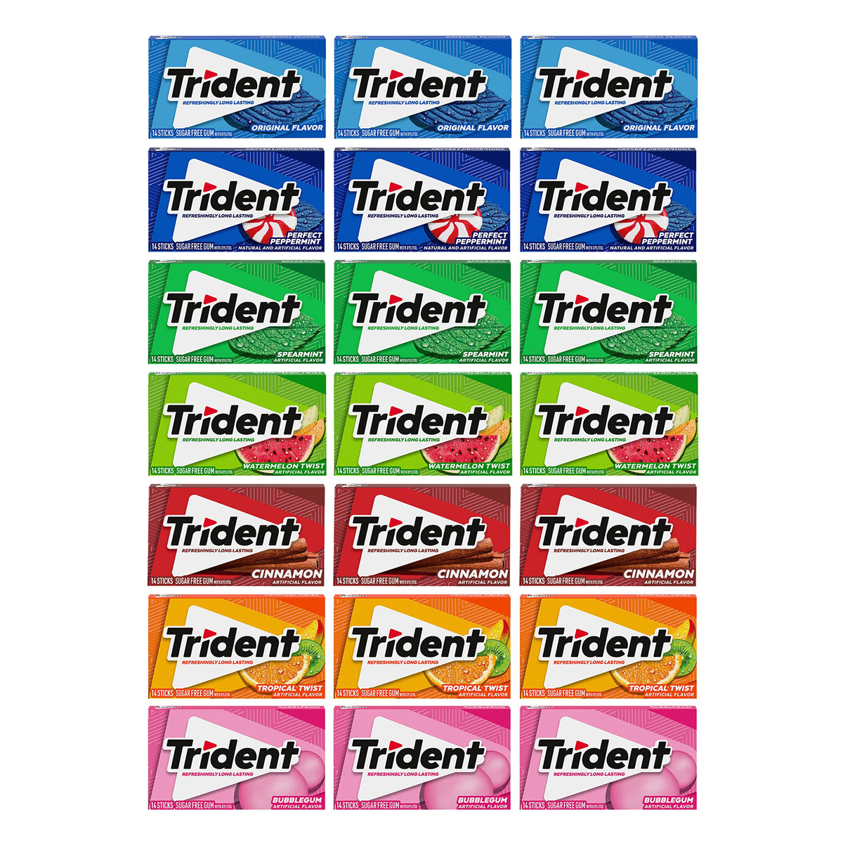 Trident sugar-free gum spearmint pack offers fresh breath after meals with long-lasting flavor.
