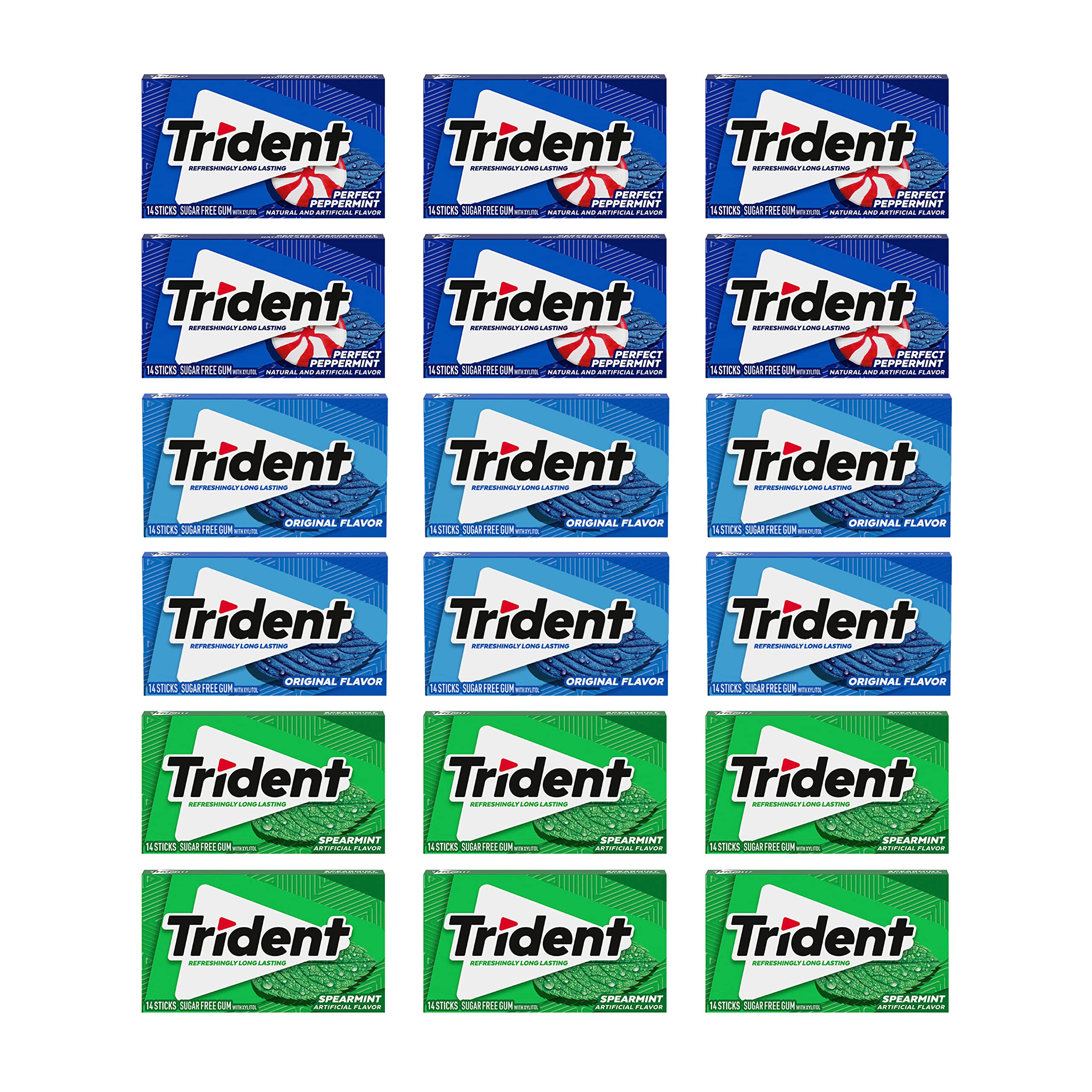 Trident sugar-free gum spearmint pack for long-lasting breath refresh