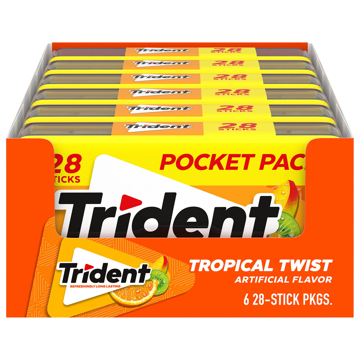 Trident Tropical Twist six-pack collection for on-the-go freshness.