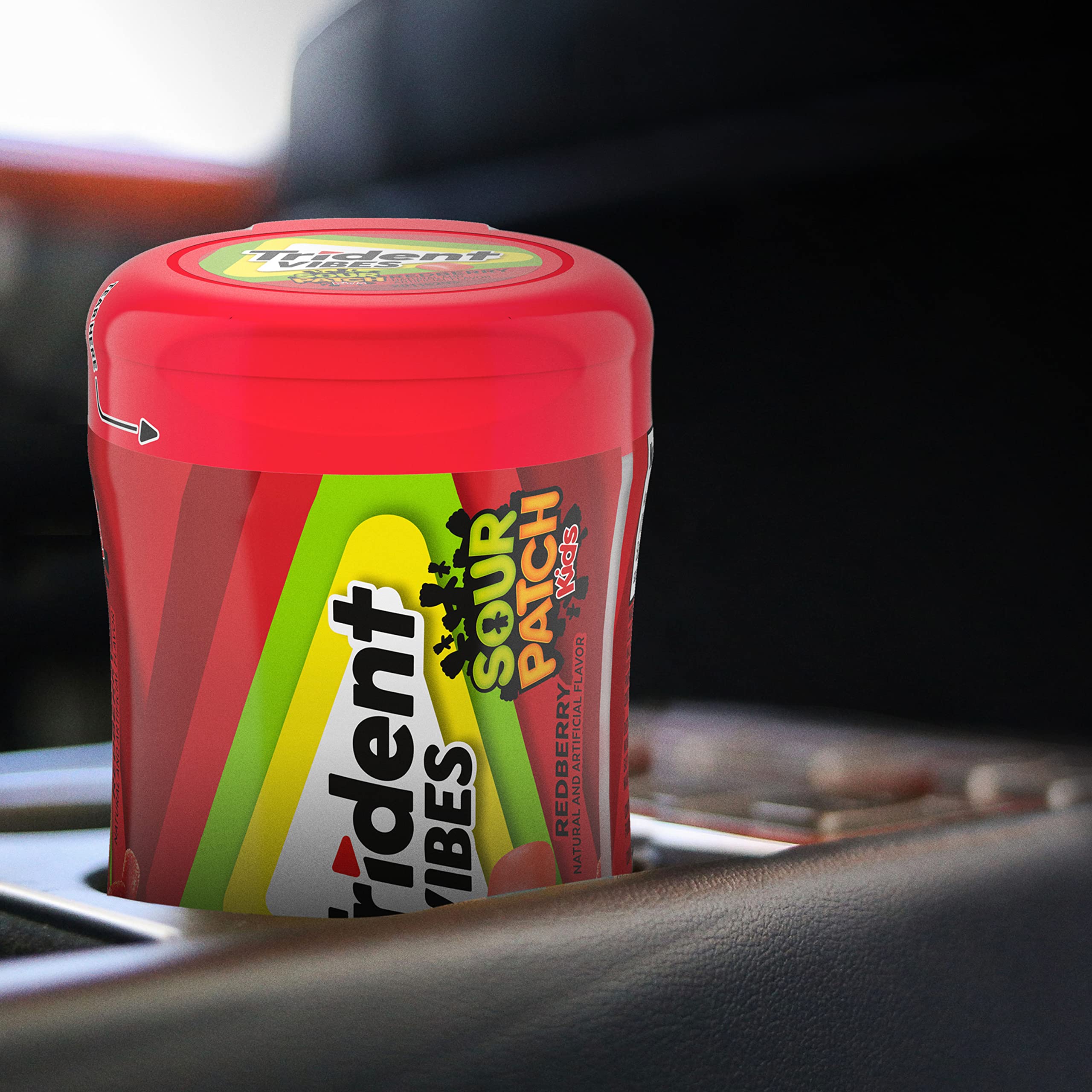 Trident Vibes bottle in purse pocket for easy on-the-go craving satisfaction.