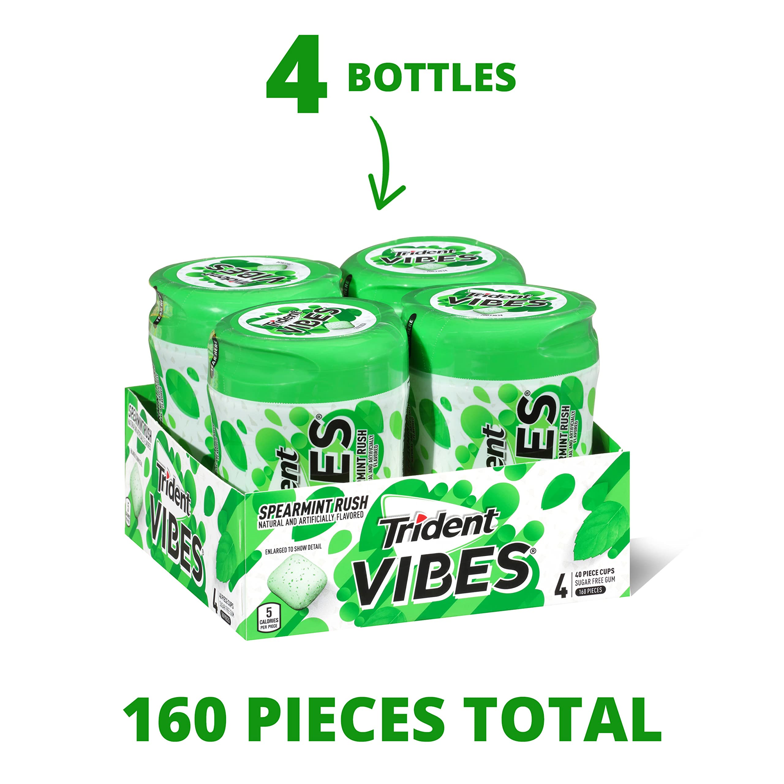 Trident Vibes Spearmint Rush bottle in hand for on the go freshness.