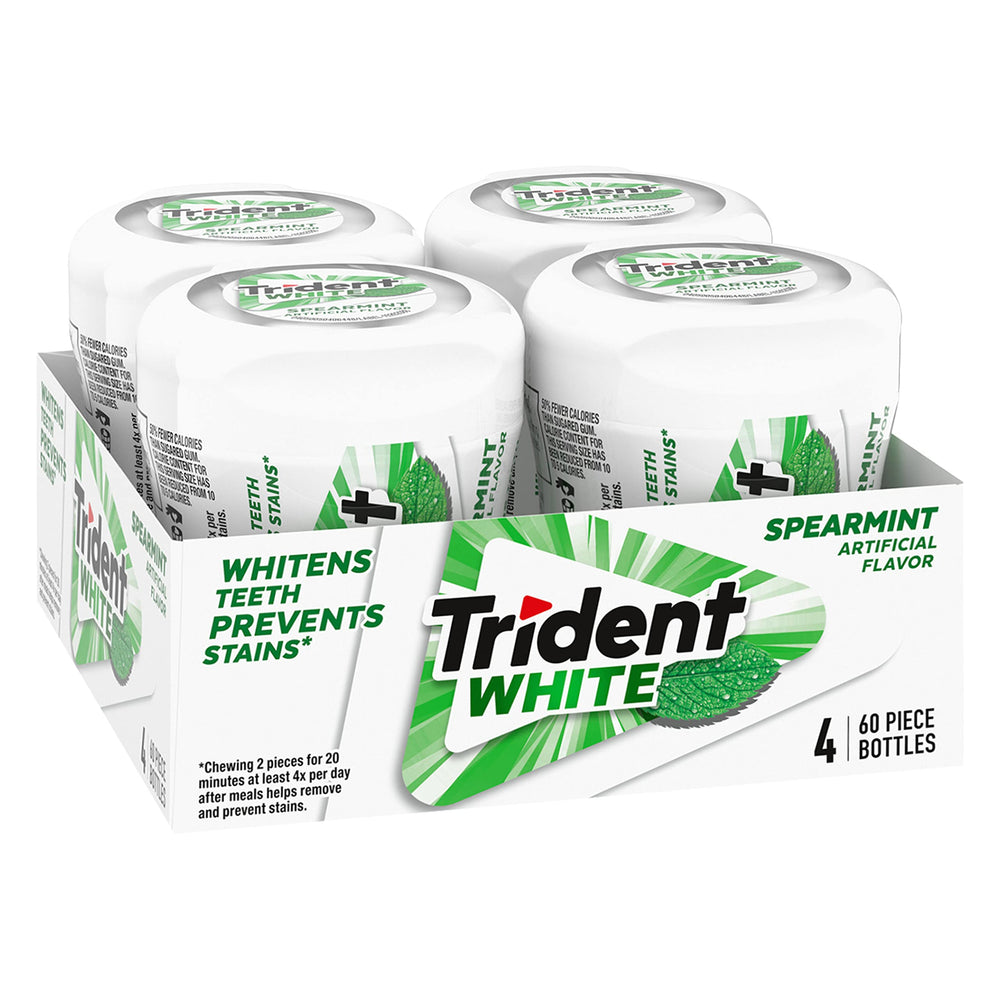 Trident White Spearmint gum breath freshening during day.