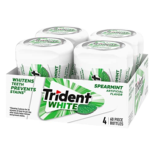 Trident White Spearmint gum sugar-free badge on box.