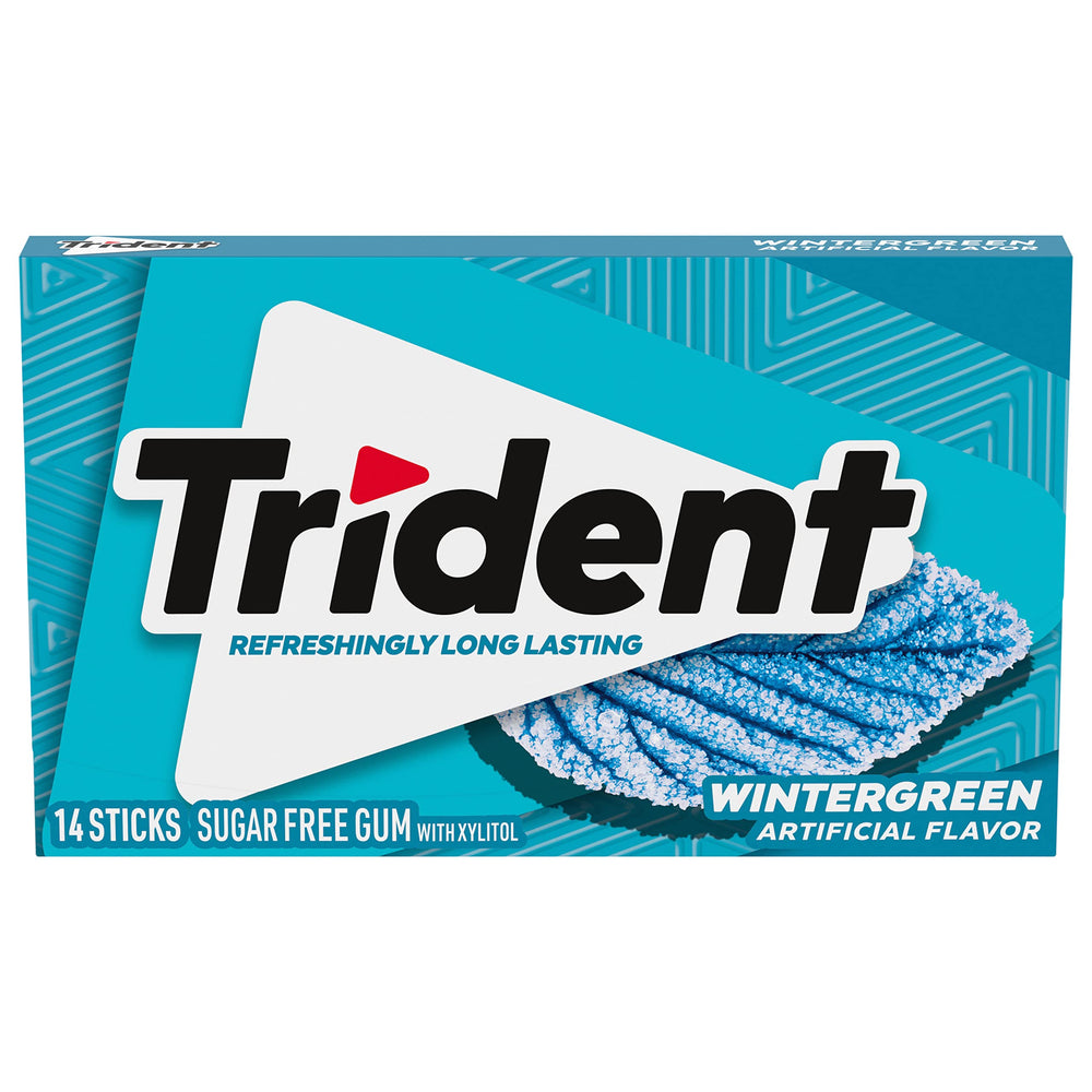 Individually wrapped Trident Wintergreen pieces for on the go freshness