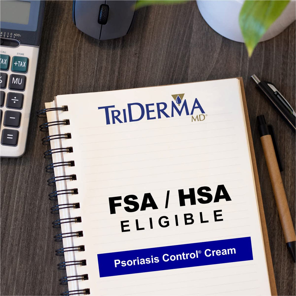 TriDerma Psoriasis Control Cream on skin demonstrates non-greasy absorption.