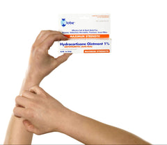 Globe Hydrocortisone label showing 1% strength and directions